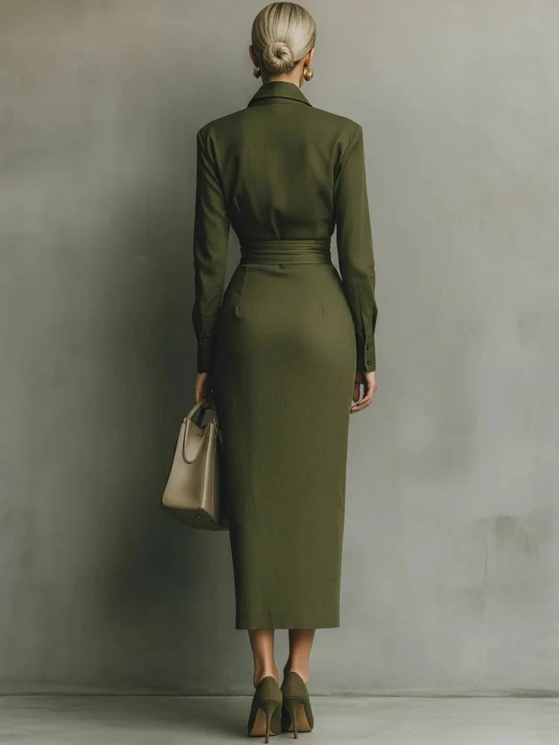 VALERIA – Draped Shirt Maxi Dress